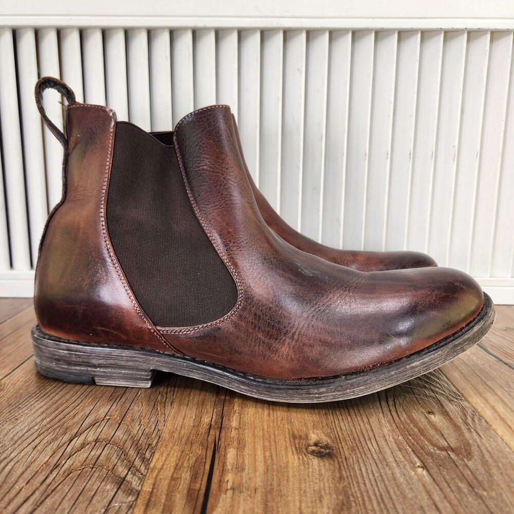 Bed Stu Tribute Chelsea Boots Mens Sz 12 Brown Distressed Leather Ankle Pull On